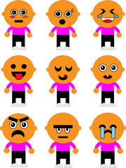 Vector illustration of little boy with bald head