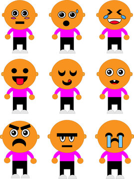 Vector illustration of little boy with bald head