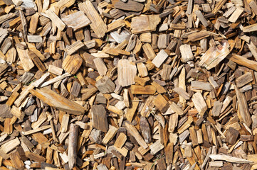 Close view of large wood chips