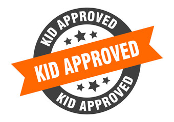 Obraz premium kid approved sign. round ribbon sticker. isolated tag
