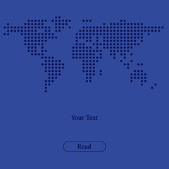 Fototapeta premium An illustration of world map fron dots on blue background.
