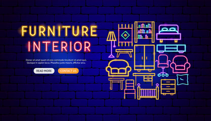 Furniture Interior Neon Banner Design