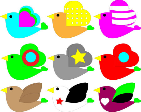 Vector illustration of birds design with different colors