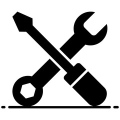 
Maintenance tools, screwdriver with spanner in flat style  

