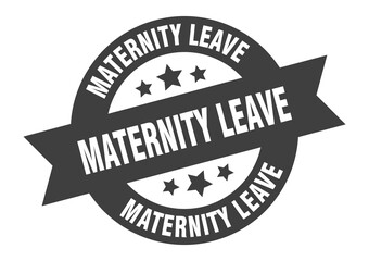 maternity leave sign. round ribbon sticker. isolated tag