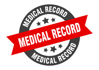 medical record sign. round ribbon sticker. isolated tag