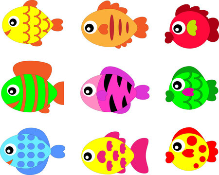 Cute fish vector illustration design with bright colors