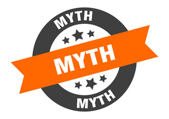 myth sign. round ribbon sticker. isolated tag