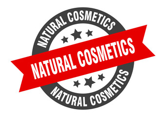 natural cosmetics sign. round ribbon sticker. isolated tag
