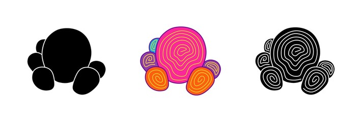 Fototapeta premium Vector illustration of cacti isolated on a white background. Icons, silhouettes of cacti. Mexican desert cactus, tropical plants, summer garden. Abstract creative decorative cactus, succulent, aloe