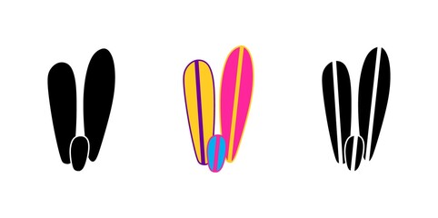 Vector illustration of cacti isolated on a white background. Icons, silhouettes of cacti. Mexican desert cactus, tropical plants, summer garden. Abstract creative decorative cactus, succulent, aloe