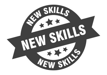new skills sign. round ribbon sticker. isolated tag
