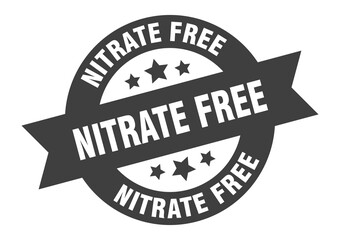 nitrate free sign. round ribbon sticker. isolated tag