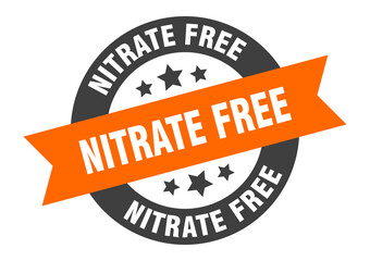 nitrate free sign. round ribbon sticker. isolated tag