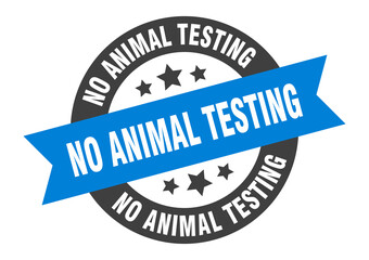no animal testing sign. round ribbon sticker. isolated tag