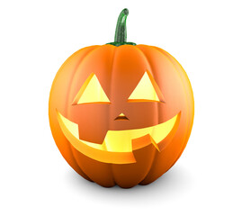 Halloween pumpkin. Smiling funny face. Isolated on white background. 3d render