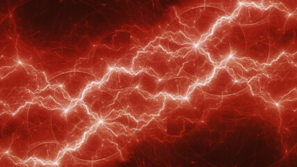 Hot red plasma, lightning and electrical background