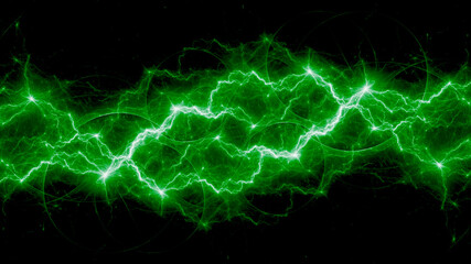 Green abstract lightning, plasma background