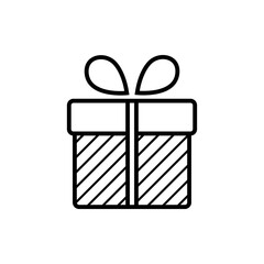 Illustration of gift box icon o background. Christmas gift icon illustration vector symbol. Present gift box icon. Package in gift wrap, vector eps 10 box icon