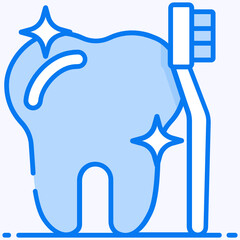 
Tooth with brush, oral hygiene icon
