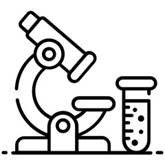 
Test tube with microscope showcasing chemical lab test in icon
