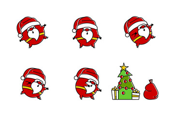 Flat Santa logo in line art style