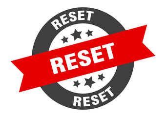 reset sign. round ribbon sticker. isolated tag