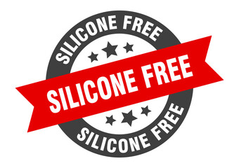 silicone free sign. round ribbon sticker. isolated tag