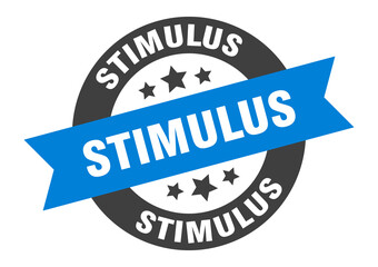 stimulus sign. round ribbon sticker. isolated tag