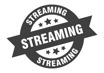 streaming sign. round ribbon sticker. isolated tag
