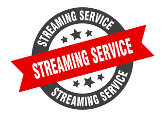 streaming service sign. round ribbon sticker. isolated tag