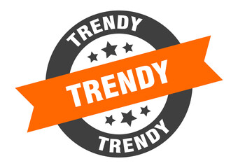 trendy sign. round ribbon sticker. isolated tag