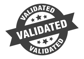 validated sign. round ribbon sticker. isolated tag