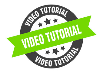 video tutorial sign. round ribbon sticker. isolated tag