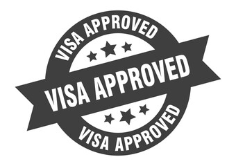 visa approved sign. round ribbon sticker. isolated tag