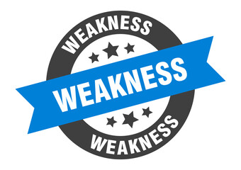 weakness sign. round ribbon sticker. isolated tag