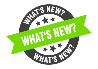 what's new? sign. round ribbon sticker. isolated tag