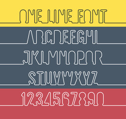 One line alphabet and number One line font