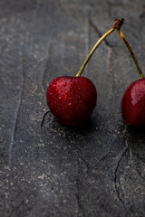 Sweet fresh cherries. Two cherries