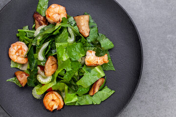 salad of shrimp, spinach, celery. Healthy Mediterranean Kitchen.
