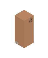 Cardboard brown box, crate box 3d, isometric box.