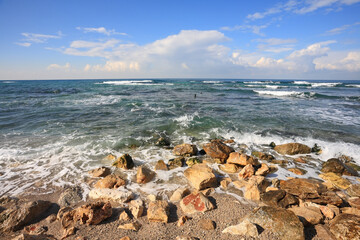 Fototapeta na wymiar The Mediterranean waves