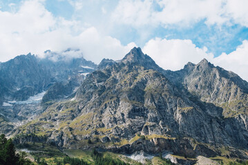 Beautiful mountain landscape in Val Ferret, Italy.