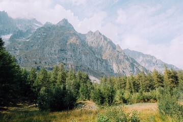 Fototapeta na wymiar Beautiful mountain landscape in Val Ferret, Italy.