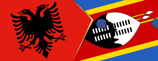 Albania and Swaziland flags, two vector flags.