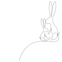 Easter bunny animals line drawing. Vector illustration