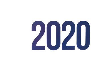 Symbol of the number 2020 in blue letters on a white background.