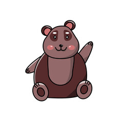 Fototapeta premium Vector character. Illustration of animals. Big bear waving paw