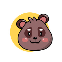 Vector character. Illustration of animals. Emotion of joy on the face of a bear