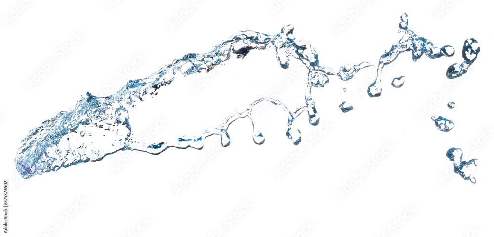 Wall mural Blue water splash Beautiful splashing clean water Isolated on white background